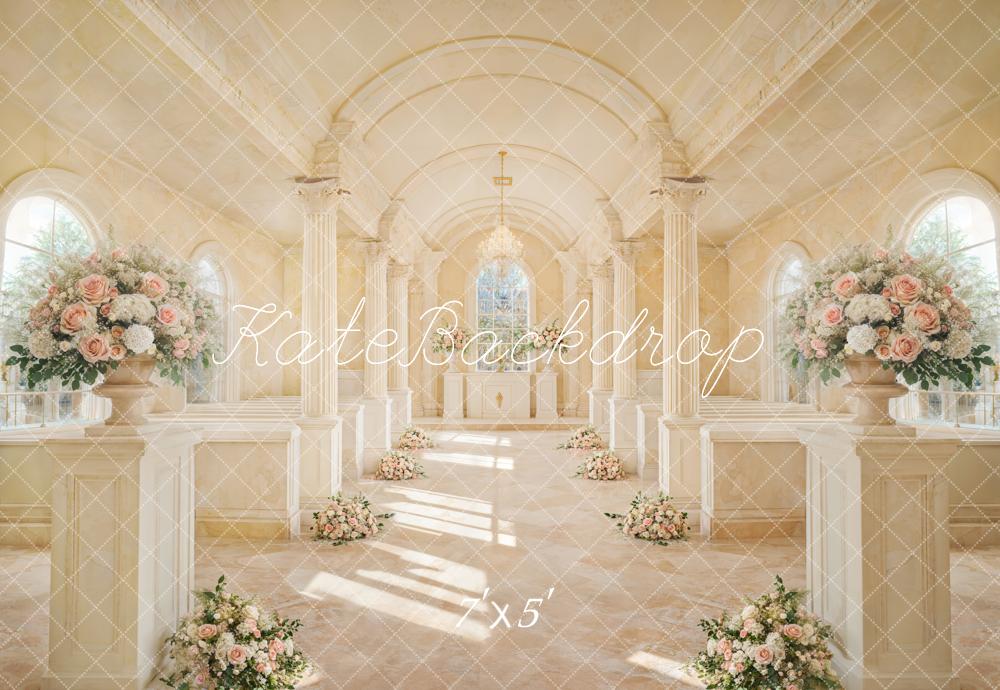 Kate Elegant Church Wedding Ceremony Floral Backdrop Designed by Emetselch