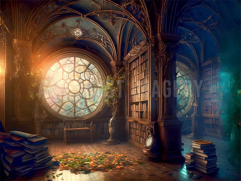 Kate Enchanted Book Library Backdrop Designed by Angela Marie Photography - Image 4