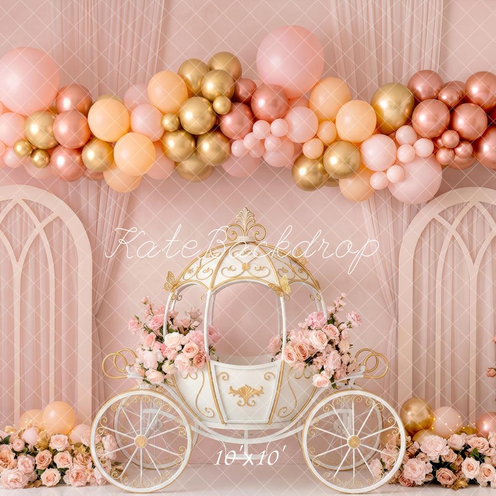 Kate Fairy Carriage Balloon Arch Pink Backdrop Designed by Patty Robert - Image 7