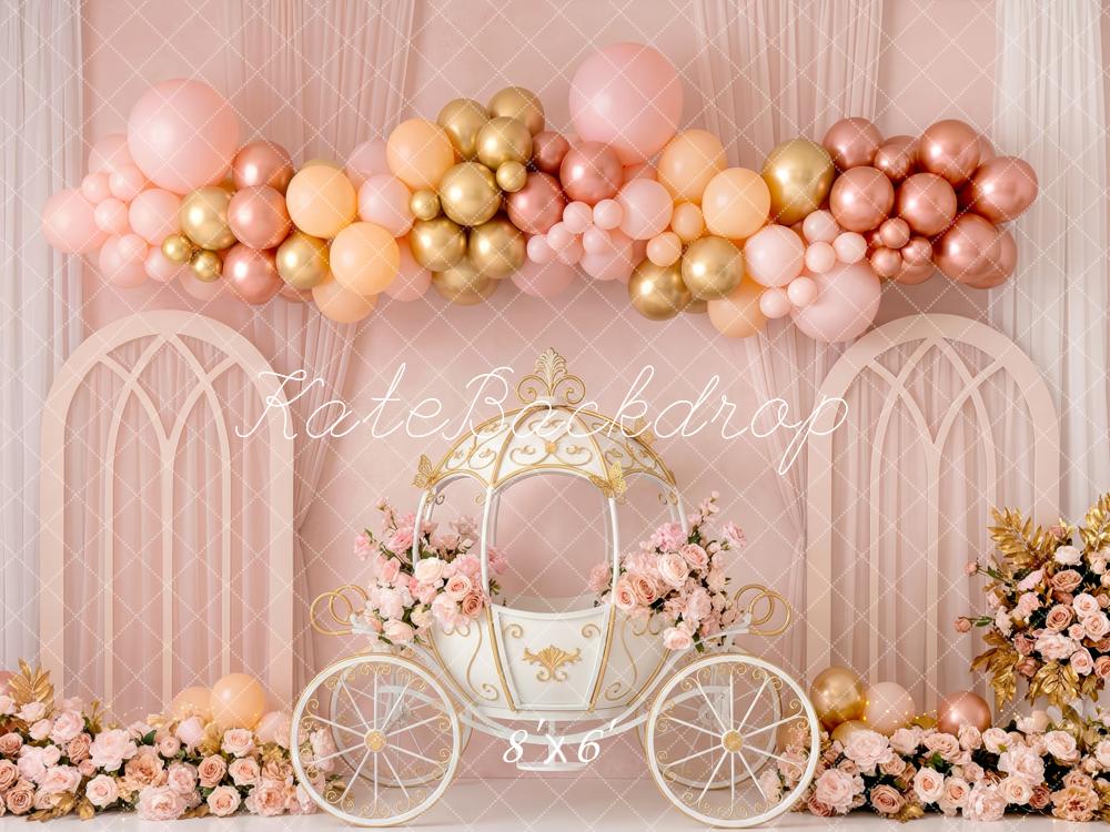 Kate Fairy Carriage Balloons Arch Fleece Backdrop Designed by Patty Robert