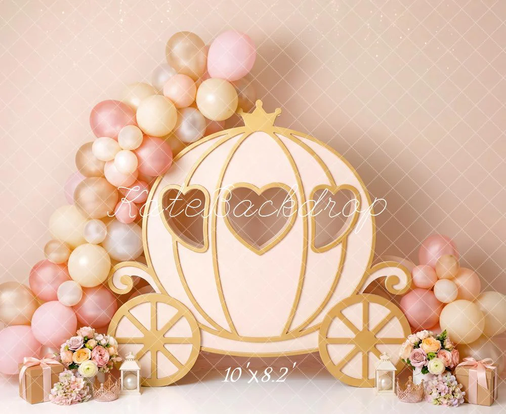 Kate Fairy Carriage Balloons Pink Fleece Backdrop Designed by Patty Robert - Image 3