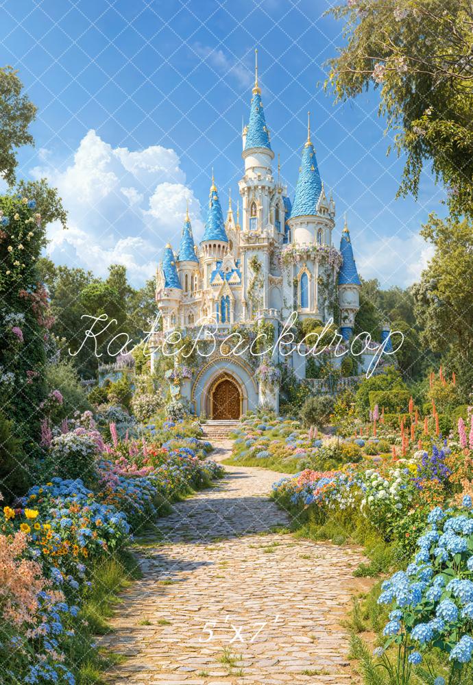 Kate Fairy Castle Cobblestone Path Floral Backdrop Designed by Chain Photography