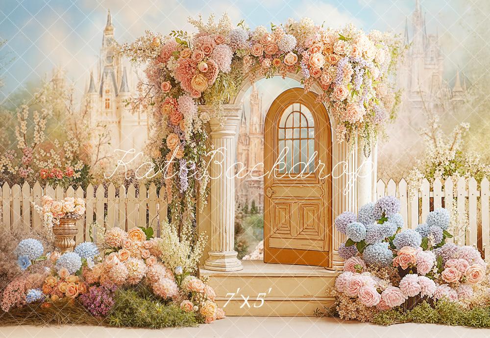 Kate Fairy Castle Door Floral Arch Pastel Backdrop Designed by Chain Photography