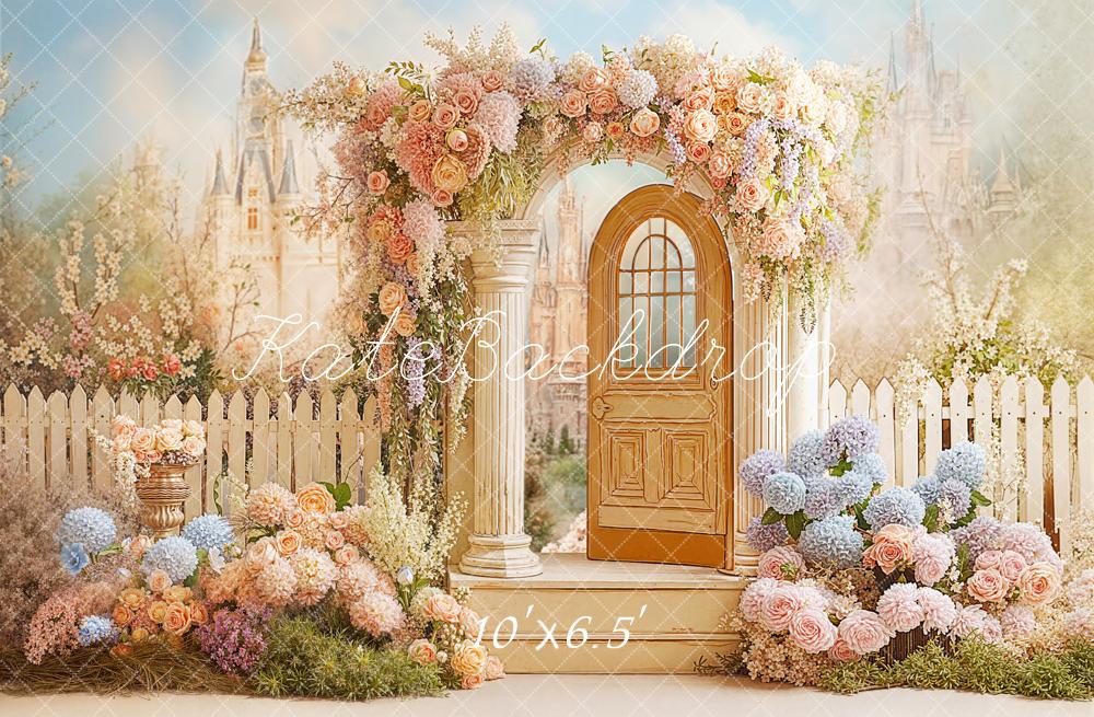 Kate Fairy Castle Floral Arch Fleece Backdrop Designed by Chain Photography - Image 2