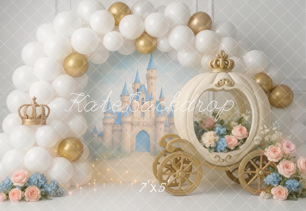 Kate Fairy Fantasy Castle Carriage Florals Balloons Backdrop Designed by Ashley Paul