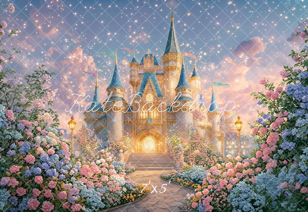 Kate Fairy Fantasy Castle Garden Pastel Backdrop Designed by GQ