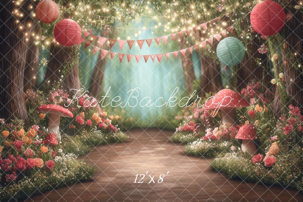 Kate Fairy Fantasy Forest Mushrooms Lanterns Backdrop Designed by Angela Marie Photography - Image 8