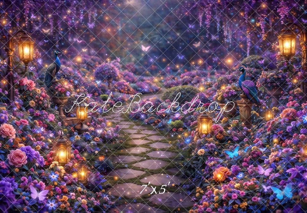 Kate Fairy Fantasy Lanterns Peacock Purple Backdrop Designed by Mini MakeBelieve