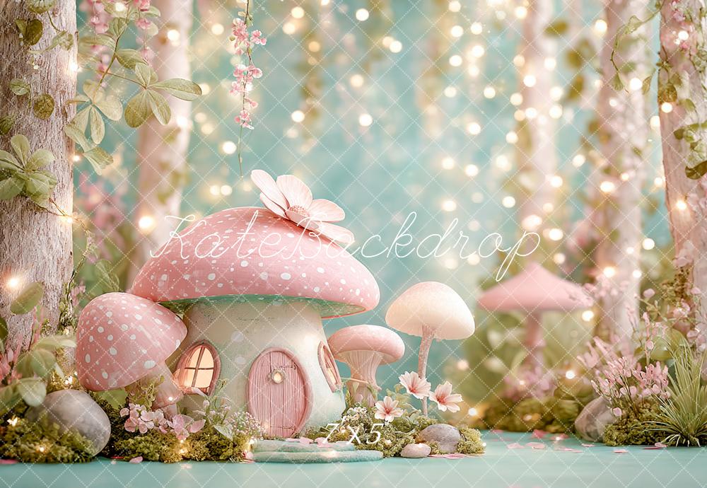 Kate Fairy Fantasy Mushroom House Forest Backdrop Designed by Angela Marie Photography