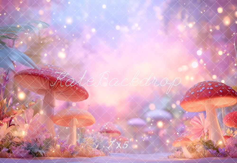 Kate Fairy Fantasy Mushrooms Pastel Bokeh Backdrop Designed by Angela Marie Photography
