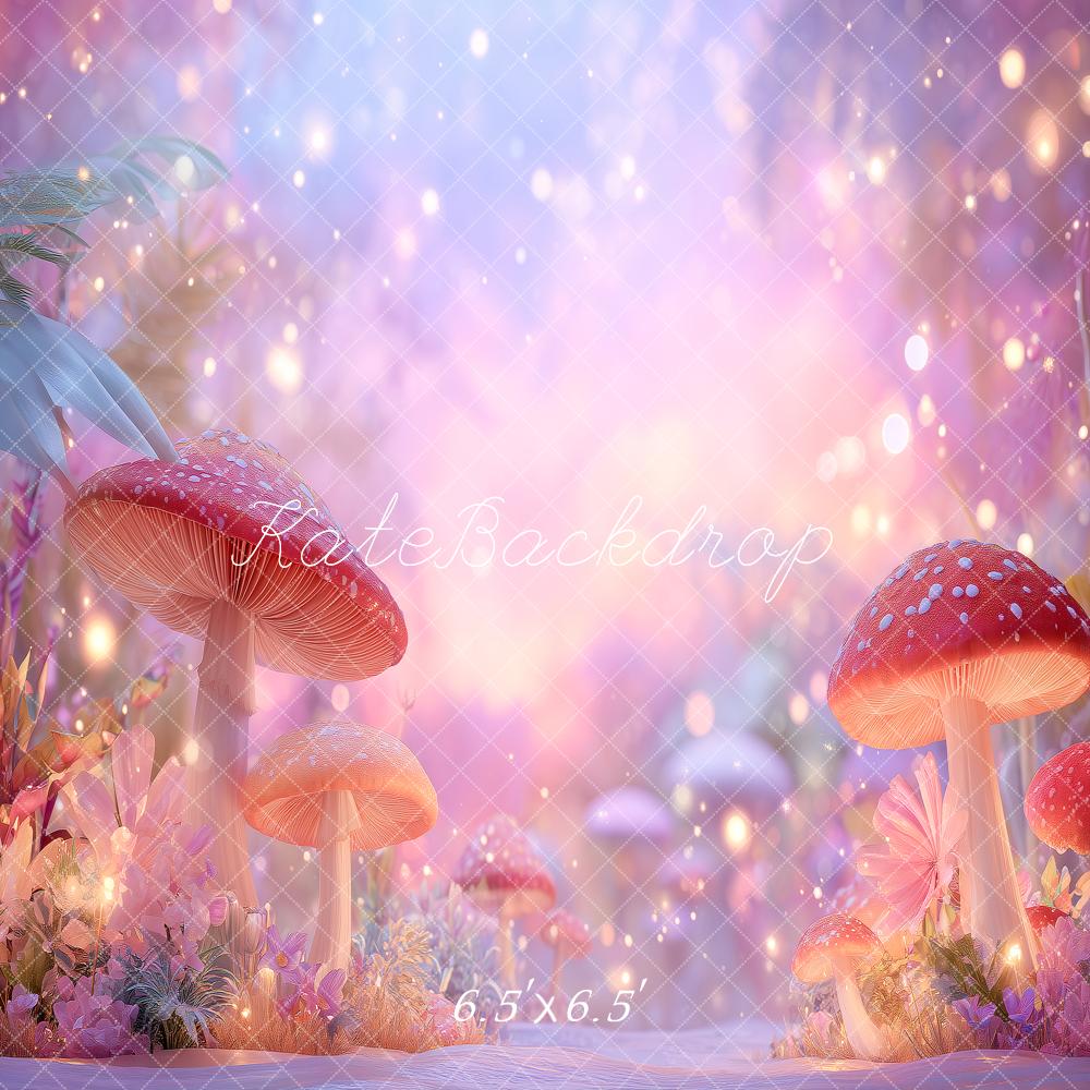 Kate Fairy Fantasy Mushrooms Pastel Bokeh Backdrop Designed by Angela Marie Photography - Image 2