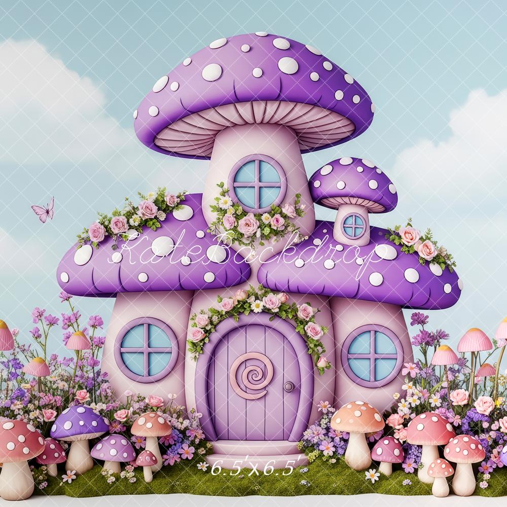 Kate Fairy Fantasy Purple Mushroom House Backdrop Designed by Patty Robert - Image 2