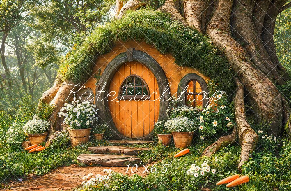 Kate Fairy Tree House Floral Fleece Backdrop Designed by Emetselch
