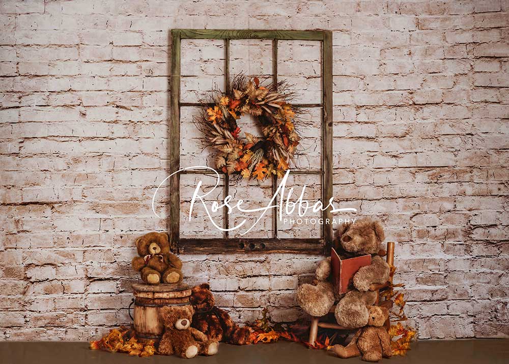 Kate Autumn Window With Bears Backdrop Designed By Rose Abbas