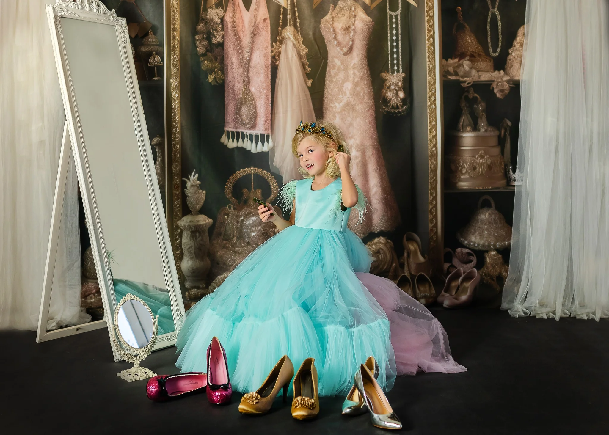 Kate Fancy Princess Dress Up Closet Backdrop Designed by Mandy Ringe Photography
