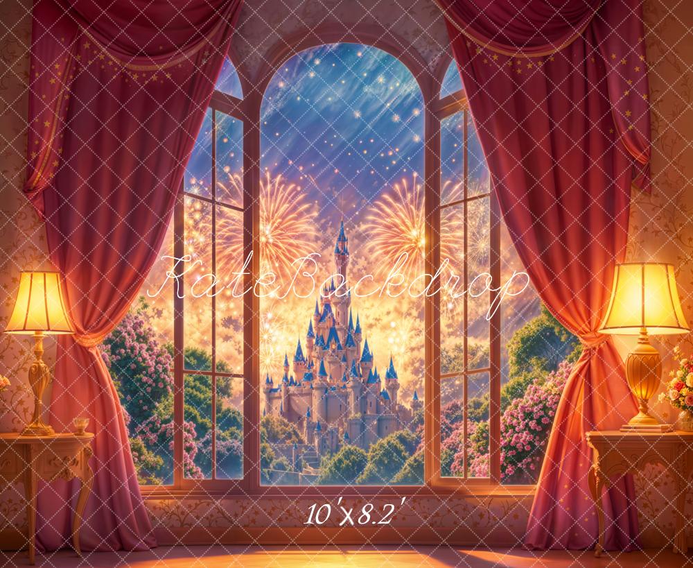 Kate Fantasy Castle Window Fireworks Backdrop Designed by Emetselch - Image 5