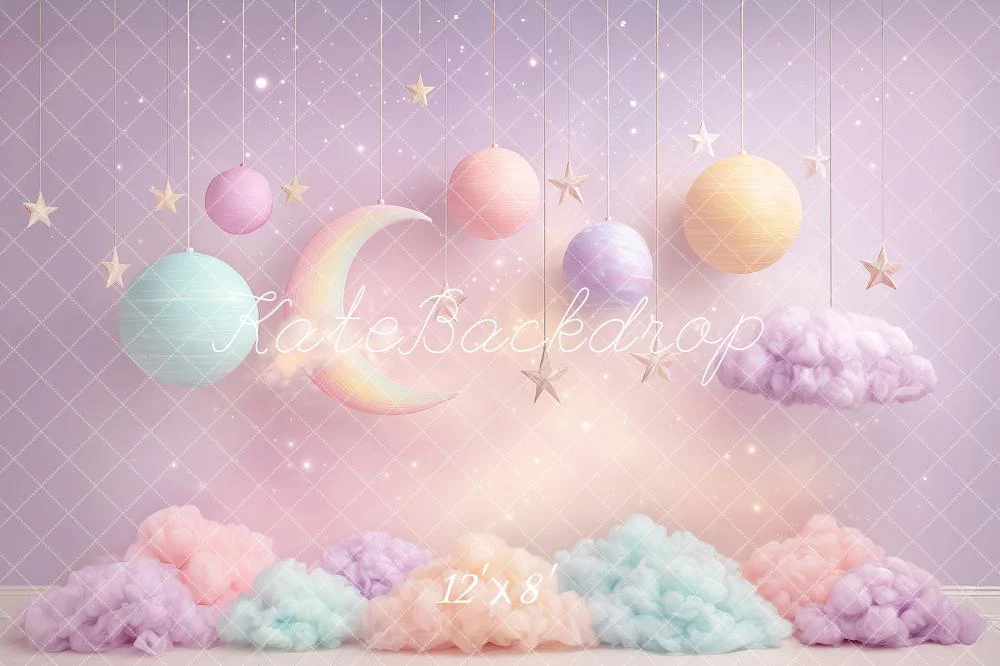 Kate Fantasy Moon Stars Clouds Pastel Fleece Backdrop Designed by Angela Marie Photography - Image 4