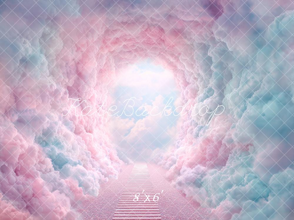 Kate Fantasy Pink Blue Cloud Tunnel Fleece Backdrop Designed by Angela Marie Photography