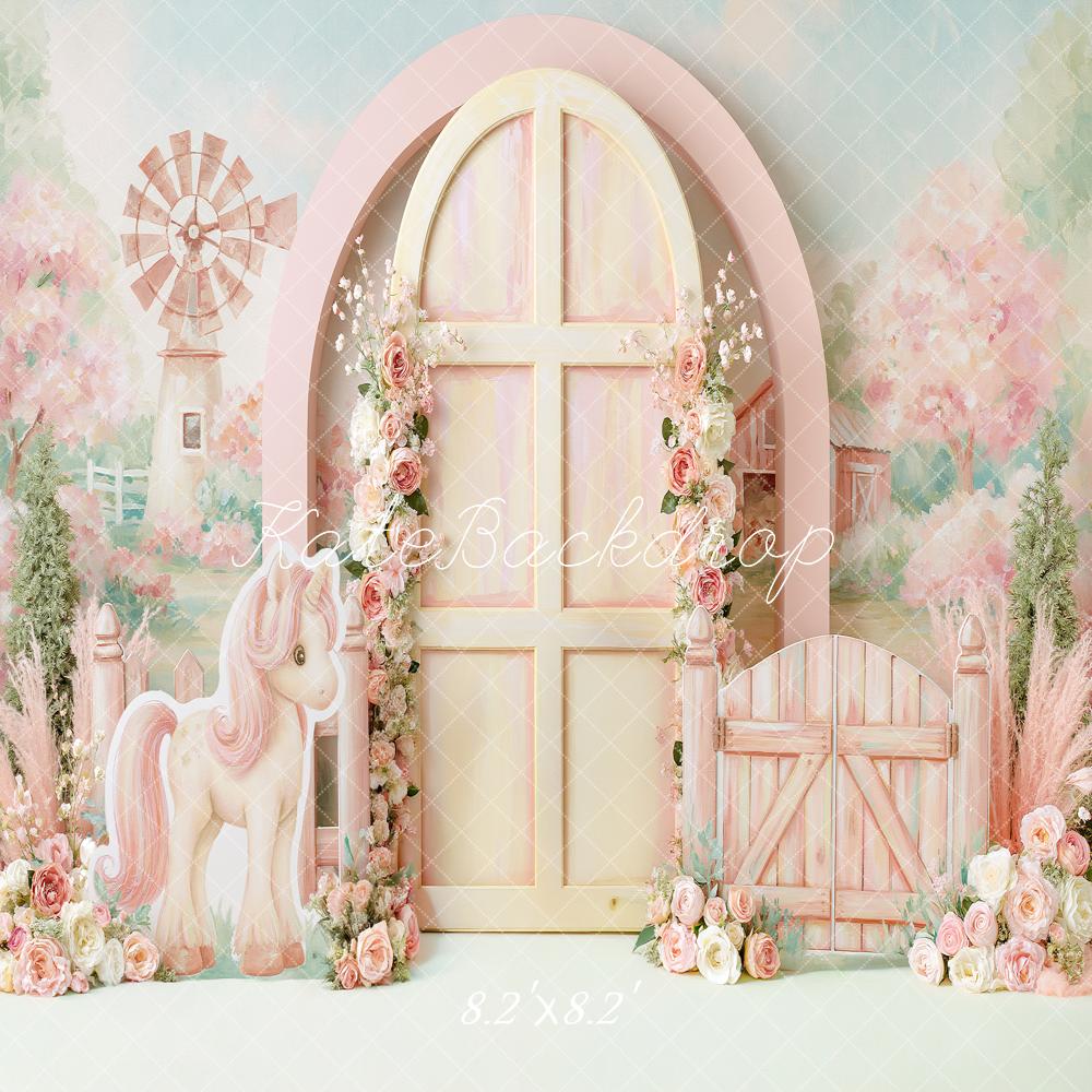 Kate Fantasy Pony Pink Arch Floral Backdrop Designed by Angela Marie Photography - Image 5
