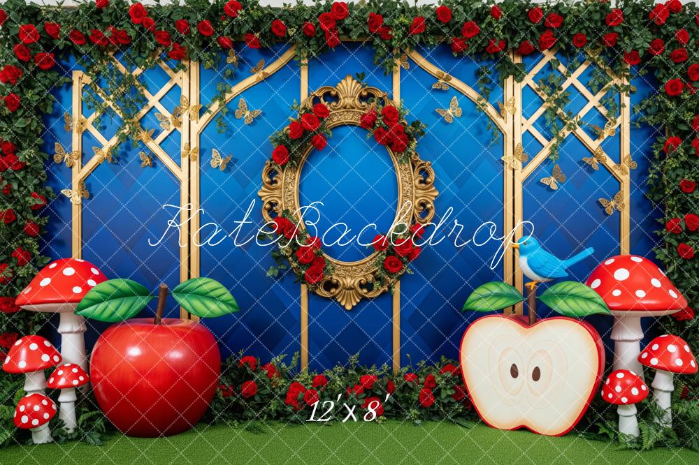 Kate Fantasy Roses Apples Mushrooms Fleece Backdrop Designed by Patty Robert - Image 4