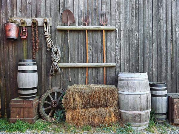 Kate Farm Tool Photography Backdrop Countryside Scene Retro Grey Background for Photography
