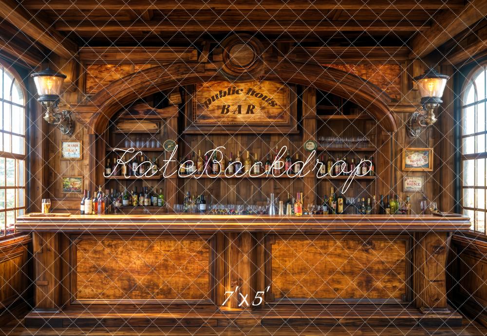 Kate Father's Day Vintage Bar Interior Wood Backdrop Designed by Emetselch
