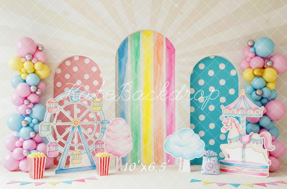 Kate Ferris Wheel Carousel Balloons Pastel Backdrop Designed by Patty Robert - Image 7