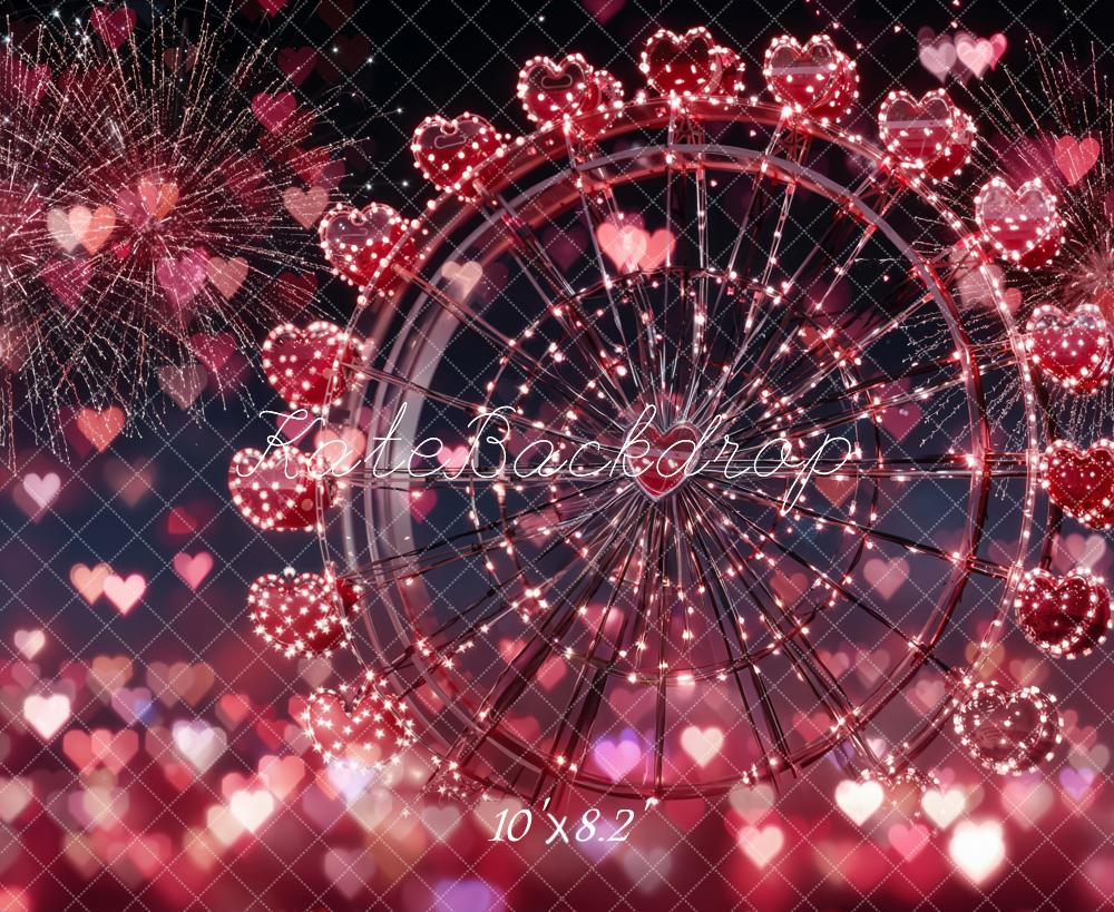 Kate Ferris Wheel Heart Fireworks Pink Backdrop Designed by Emetselch - Image 6
