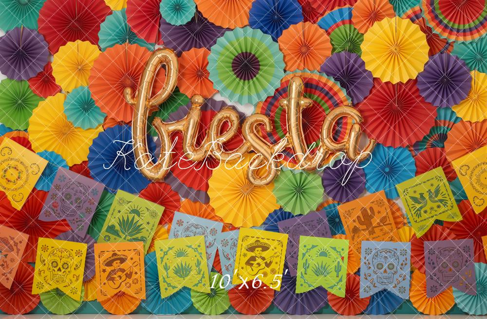 Kate Fiesta Paper Fans Banners Fleece Backdrop Designed by Emetselch - Image 2
