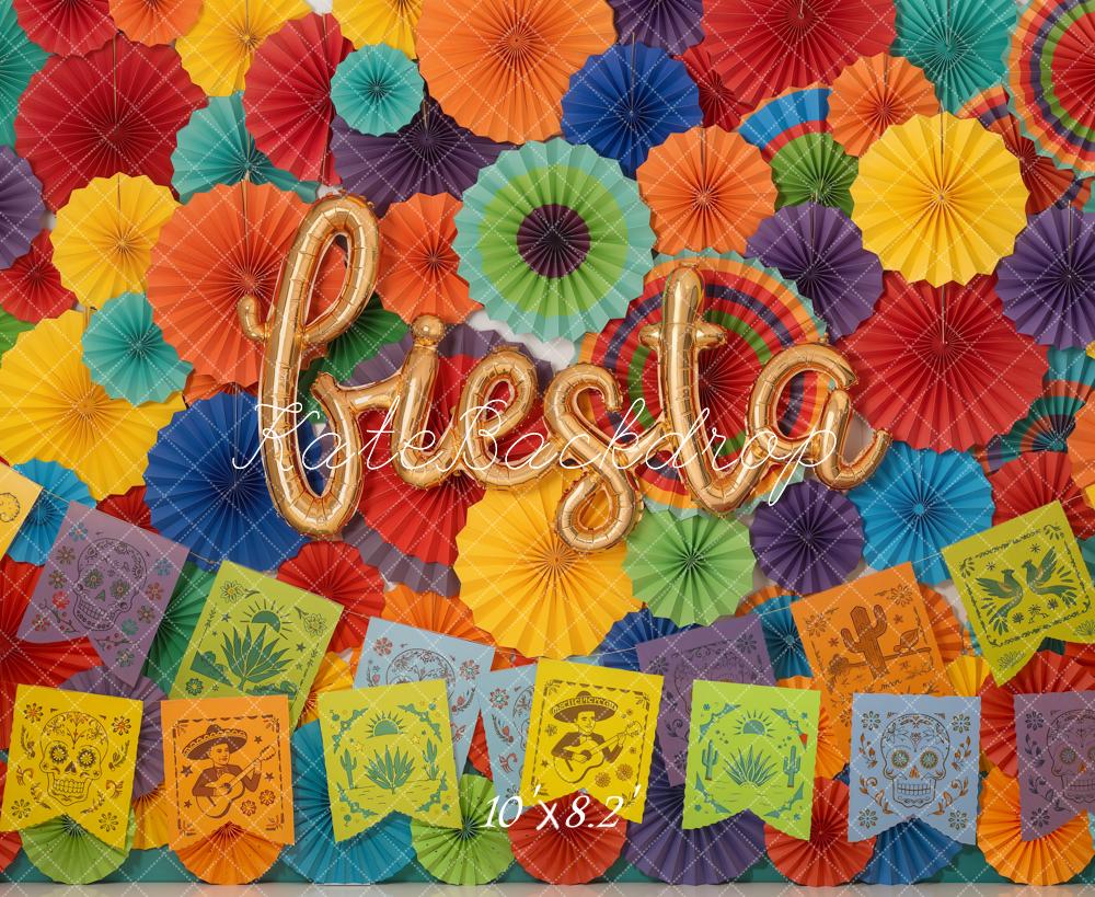 Kate Fiesta Paper Fans Banners Fleece Backdrop Designed by Emetselch - Image 3
