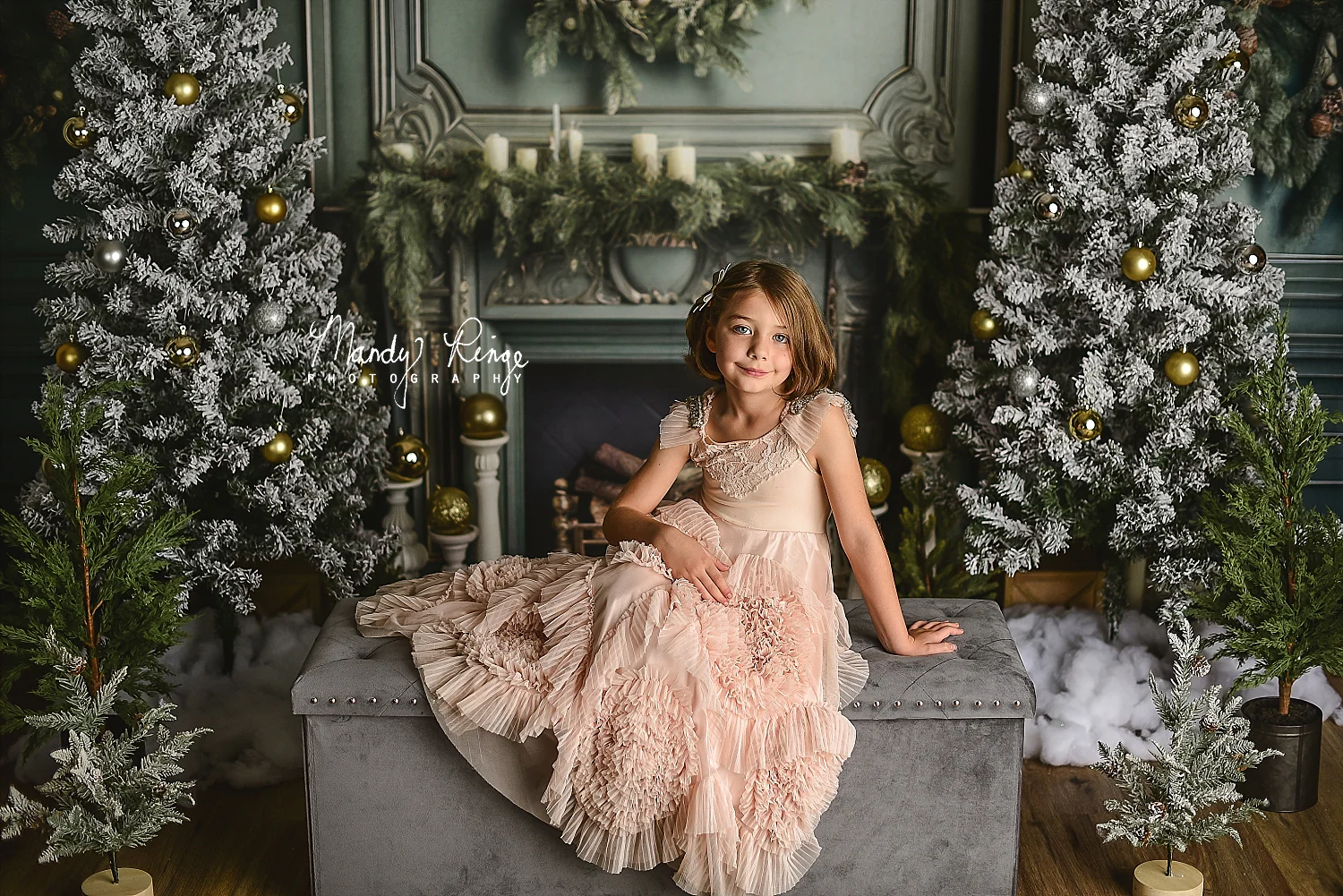 Kate Fireplace Greenery Christmas Backdrop Designed by Mandy Ringe Photography - Image 3