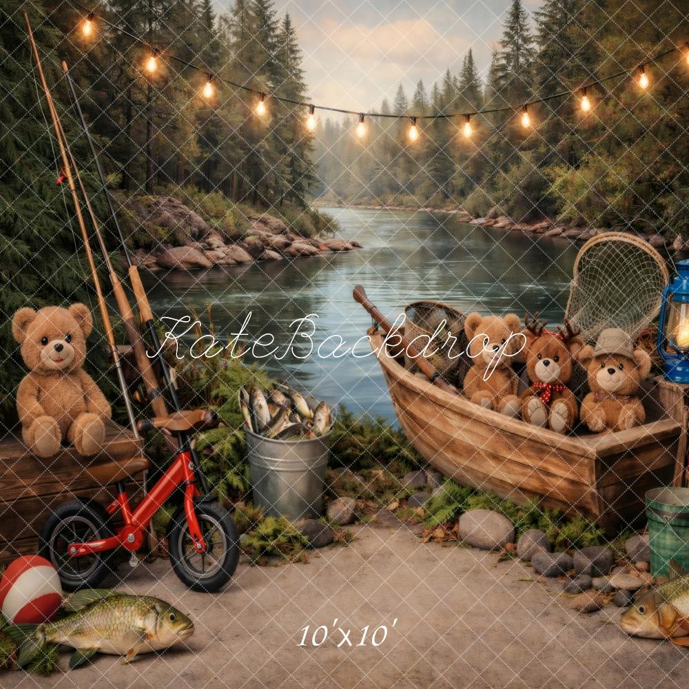 Kate Fishing River Teddy Bears Lantern Backdrop Designed by Vertigo Productions - Image 7