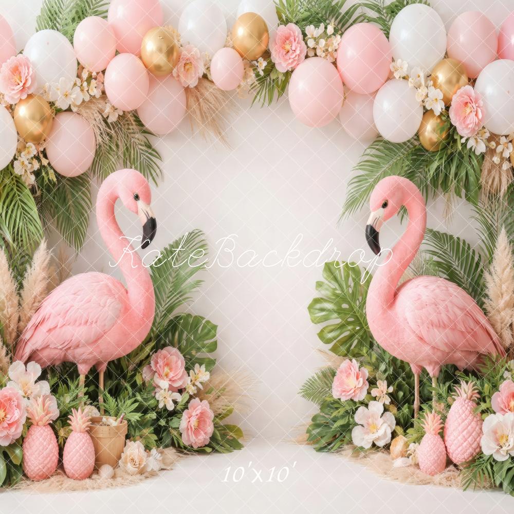 Kate Flamingo Pineapple Balloons Palm Leaves Backdrop Designed by Vertigo Productions - Image 7