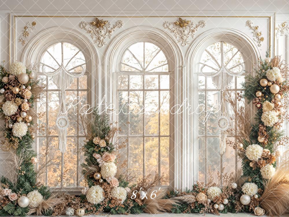Kate Floral Arch Christmas Ornaments Window Fleece Backdrop Designed by Emetselch