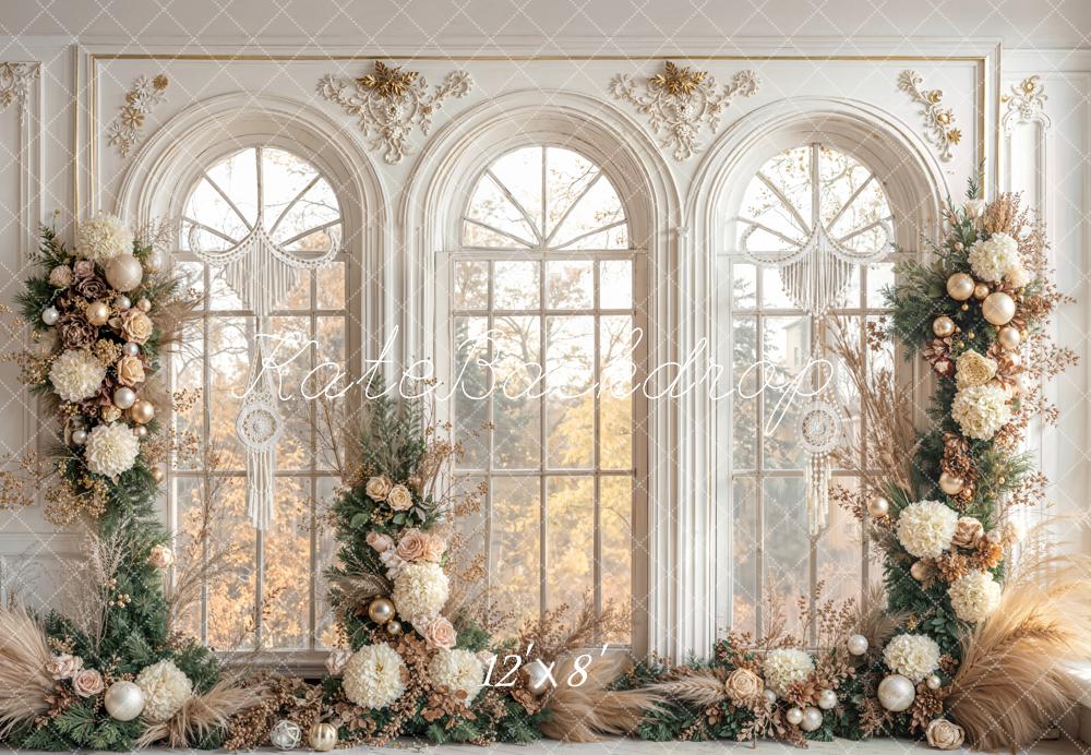 Kate Floral Arch Christmas Ornaments Window Fleece Backdrop Designed by Emetselch - Image 4