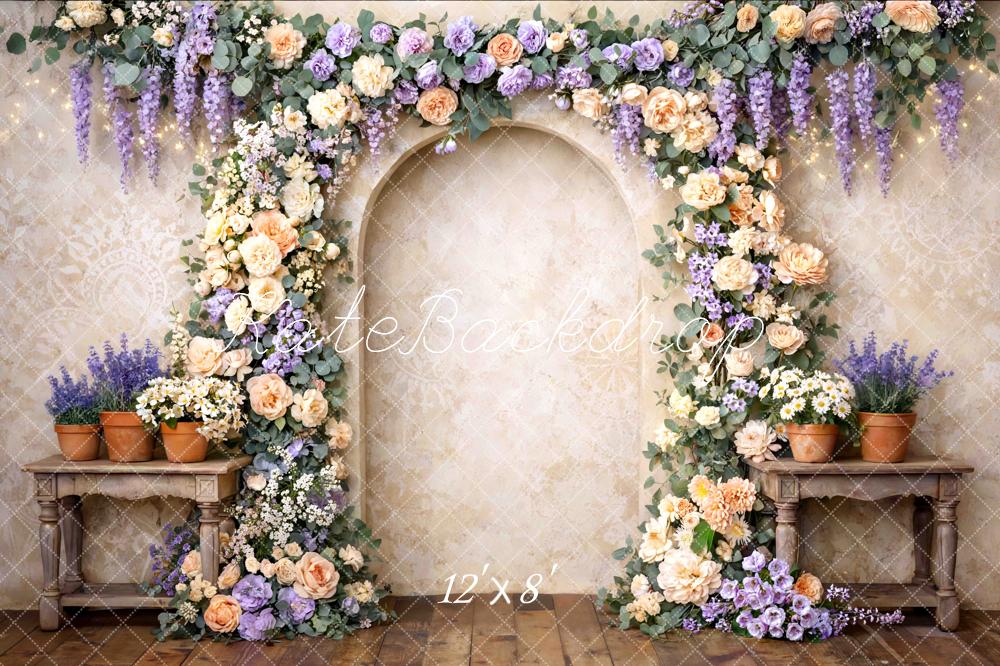 Kate Floral Arch Beige Wall Backdrop Designed by Mini MakeBelieve - Image 8