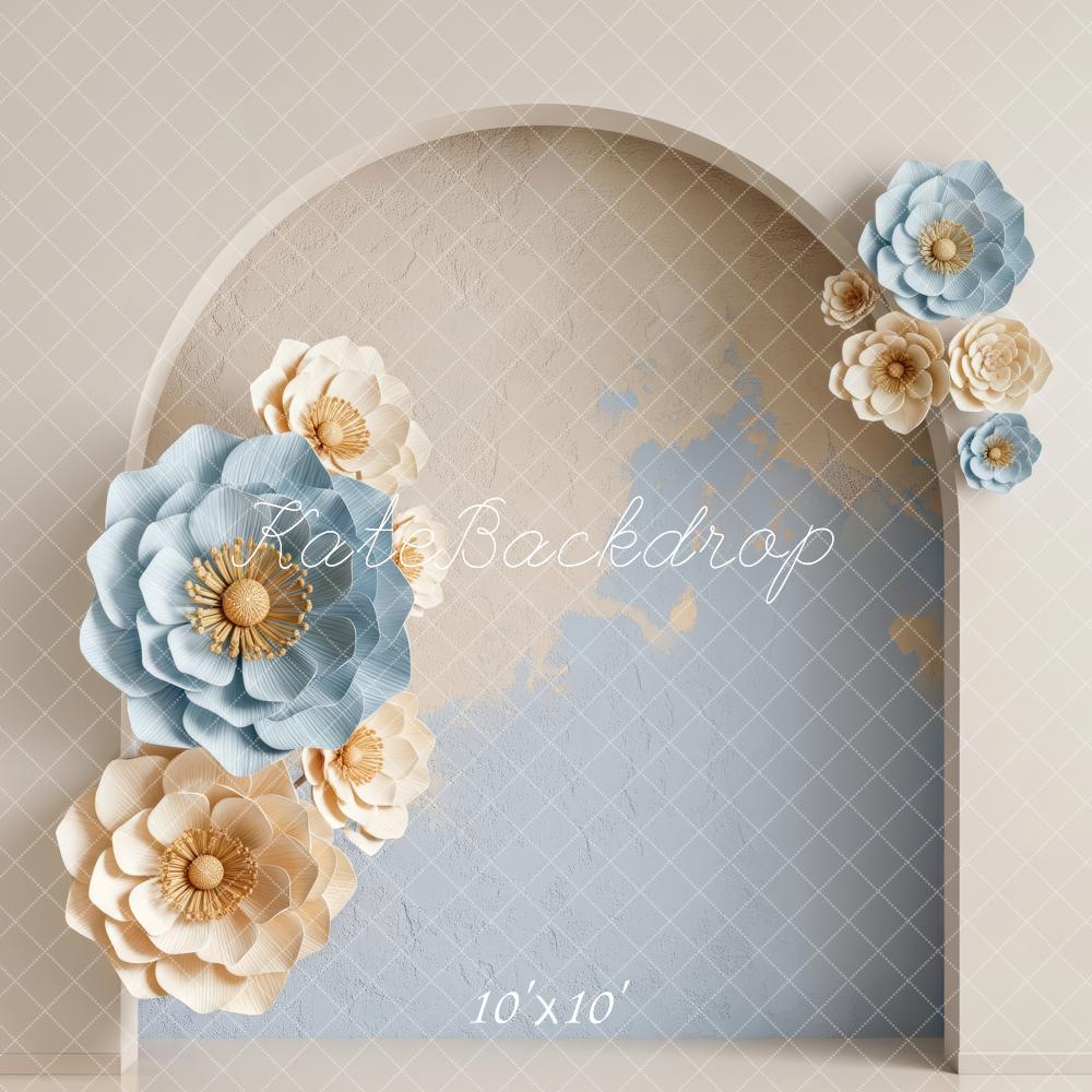 Kate Floral Arch Blue Cream Backdrop Designed by Patty Robert - Image 7