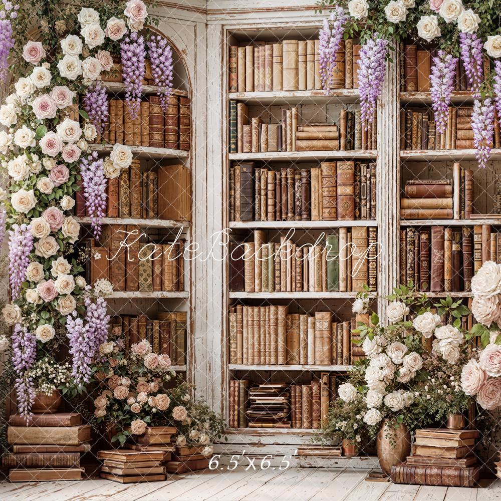 Kate Floral Arch Bookcase Vintage Backdrop Designed by Emetselch - Image 2