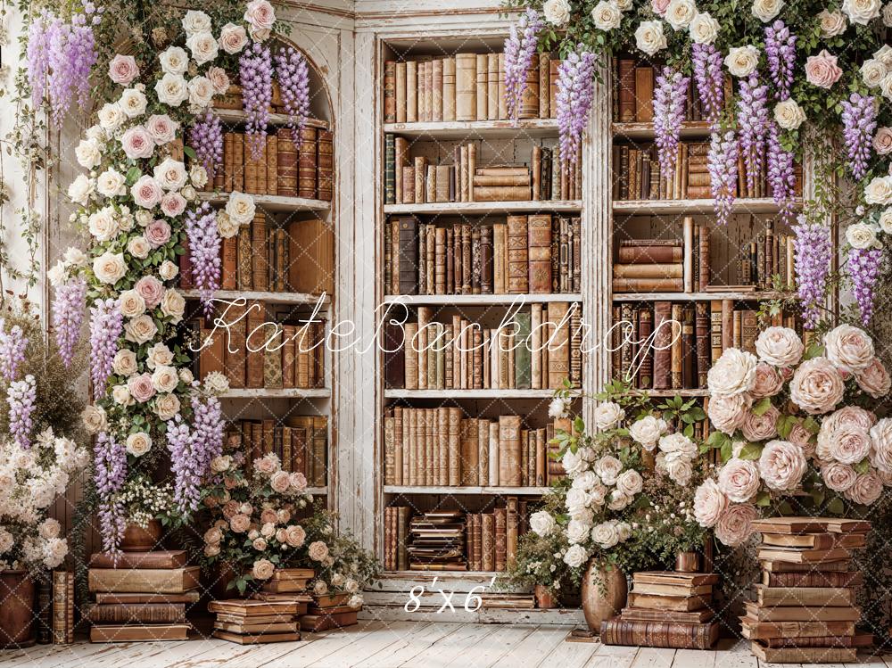 Kate Floral Arch Books Cabinet Vintage Fleece Backdrop Designed by Emetselch
