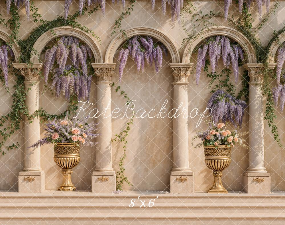 Kate Floral Arch Columns Vines Fleece Backdrop Designed by Emetselch