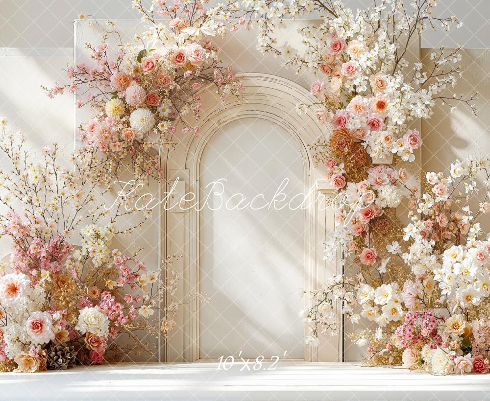 Kate Floral Arch Cream Wall Floral Arrangement Fleece Backdrop Designed by Emstselch - Image 3