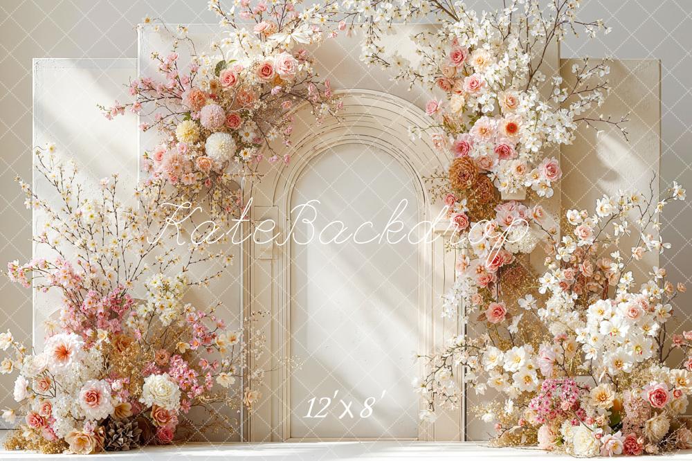 Kate Floral Arch Cream Wall Floral Arrangement Fleece Backdrop Designed by Emstselch - Image 4