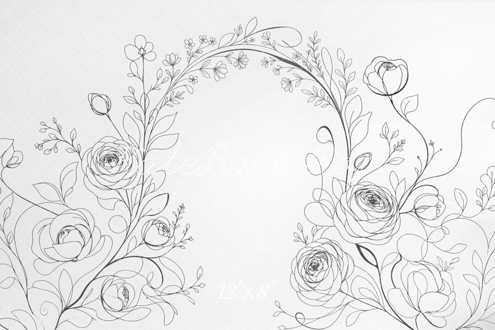 Kate Floral Arch Line Art White Backdrop Designed by Mini MakeBelieve - Image 8