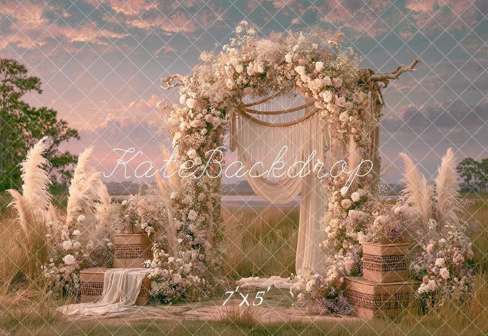 Kate Floral Arch Pampas Gras Backdrop Designed by Angela Marie Photography