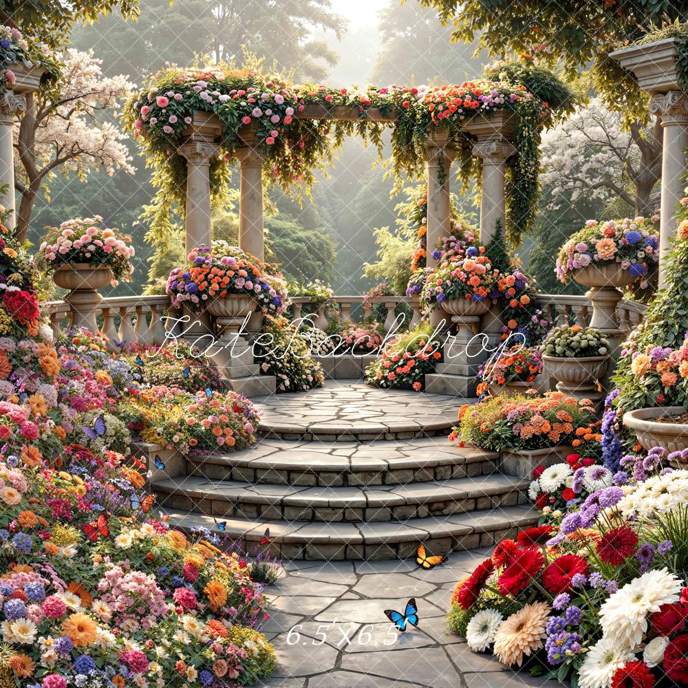 Kate Floral Arch Stone Columns Garden Backdrop Designed by Mini MakeBelieve - Image 2