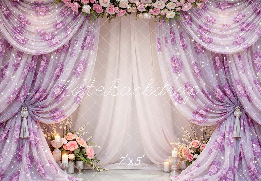 Kate Floral Curtains Candles Backdrop Designed by Mini MakeBelieve
