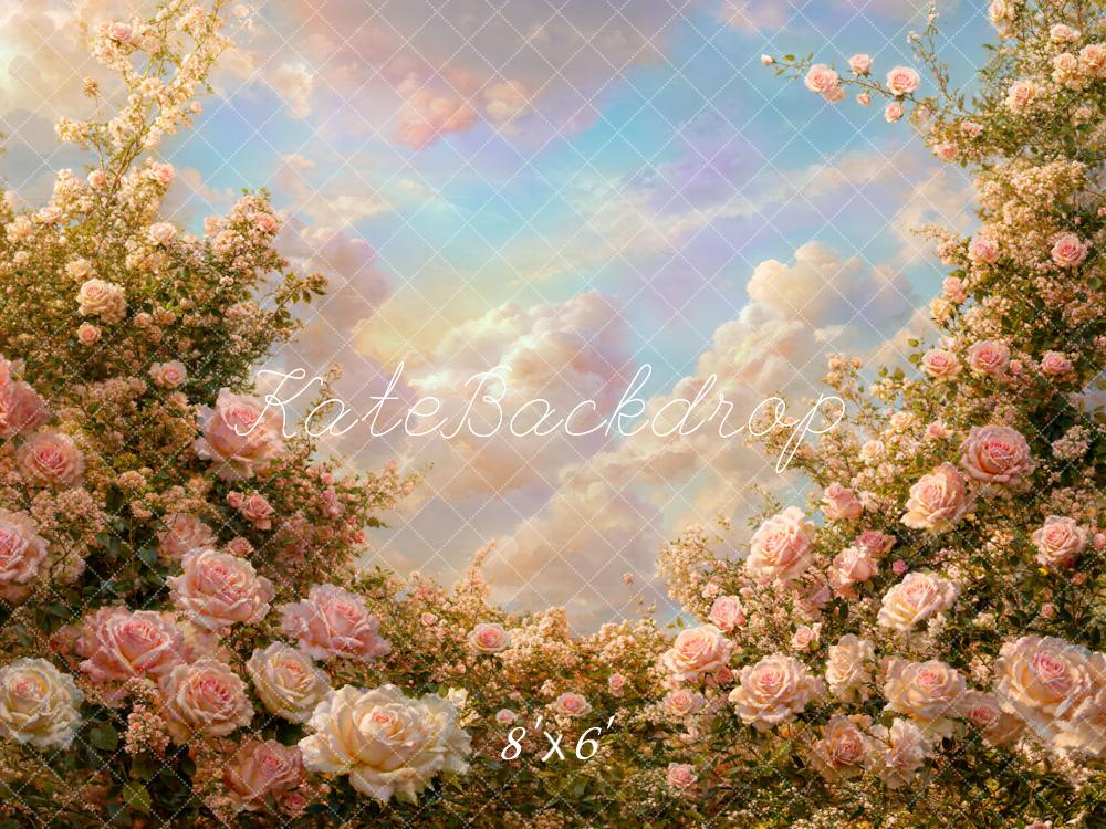 Kate Spring Floral Roses Clouds Backdrop Designed by Chain Photography - Image 3