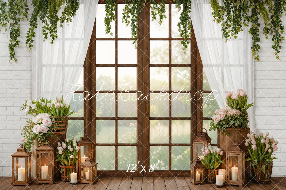 Kate Spring Floral Window Lanterns Fleece Backdrop Designed by Emetselch - Image 4