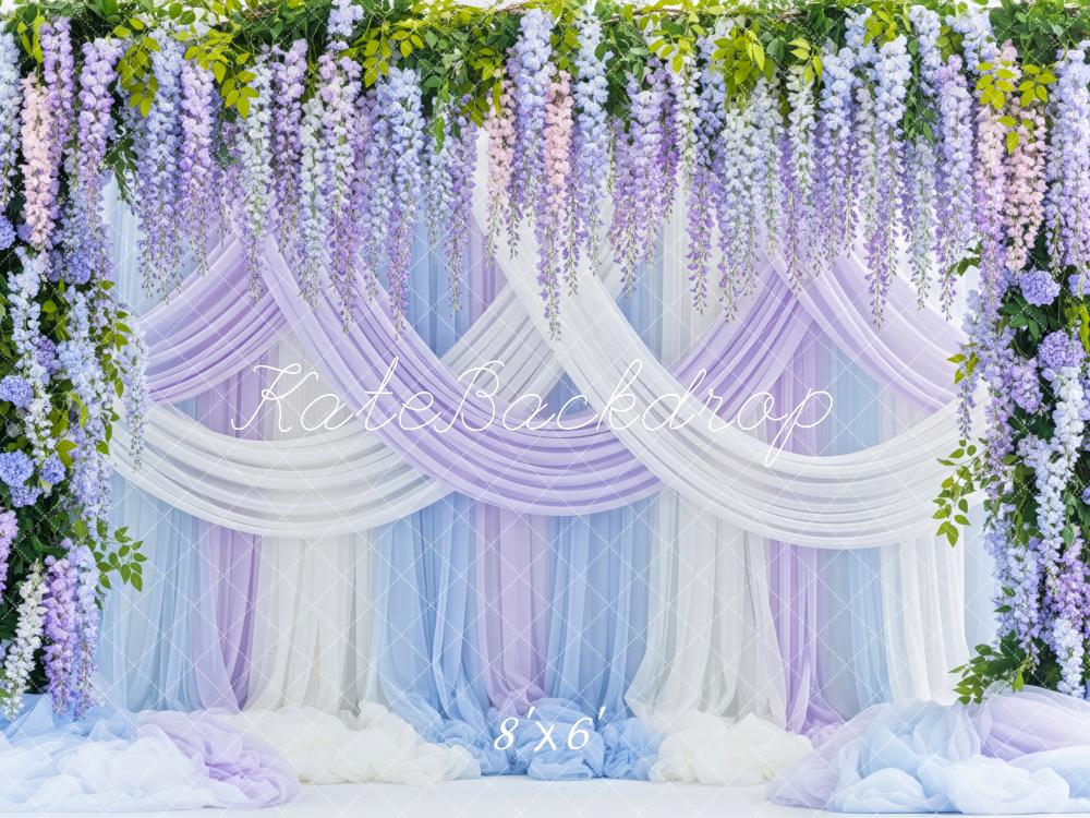 Kate Floral Wisteria Drapes Pastel Fleece Backdrop Designed by Patty Robert