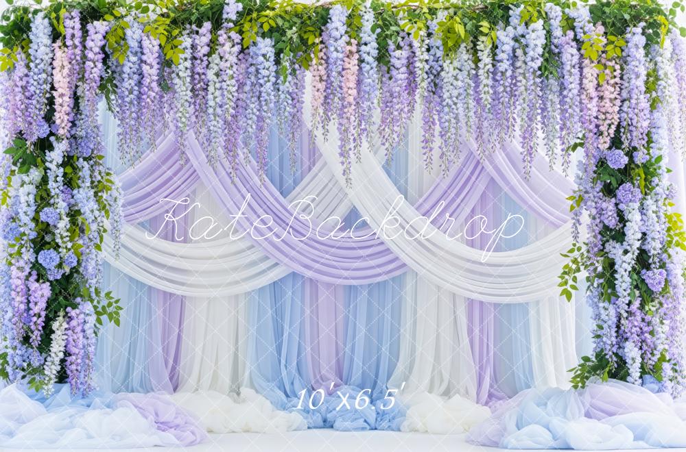 Kate Floral Wisteria Drapes Pastel Fleece Backdrop Designed by Patty Robert - Image 2